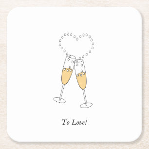 Champagne Hearts Vierkante Kartonnen Onderzetter