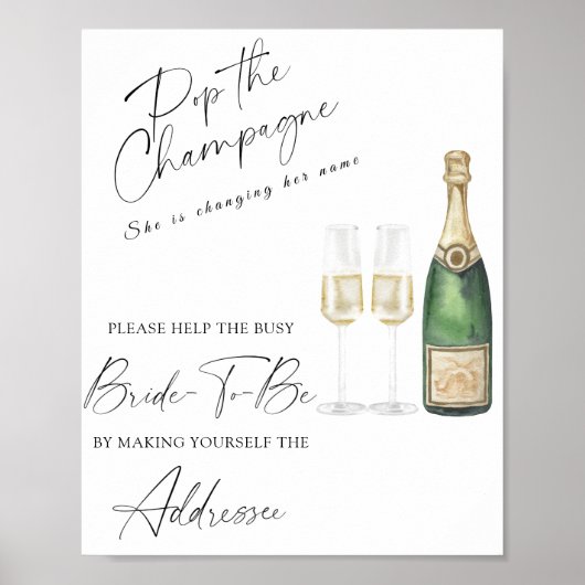 champagne - help de drukke bruid Adres Poster (Voorkant)
