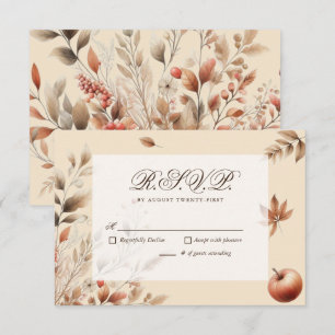 Champagne Herfst Oogst Huwelijk RSVP Botanisch Kaartje