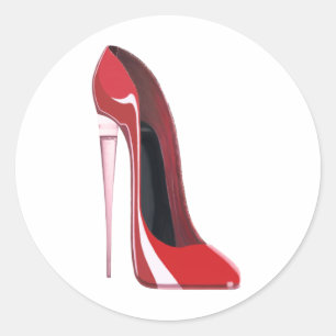 Champagne Hiel Flute Red Stiletto Art Ronde Sticker