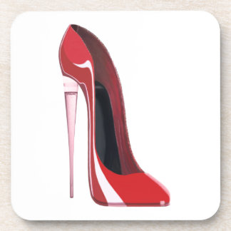 Champagne hiel rode stiletto shoe art bier onderzetter