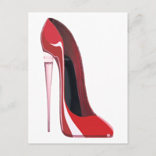 Champagne hiel rode stiletto shoe art briefkaart