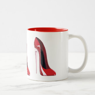 Champagne hiel rode stiletto shoe art tweekleurige koffiemok