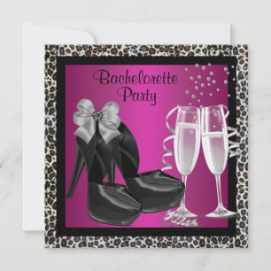Champagne Hoge Hakken Hot Roze Luipaard Bacheloret Kaart