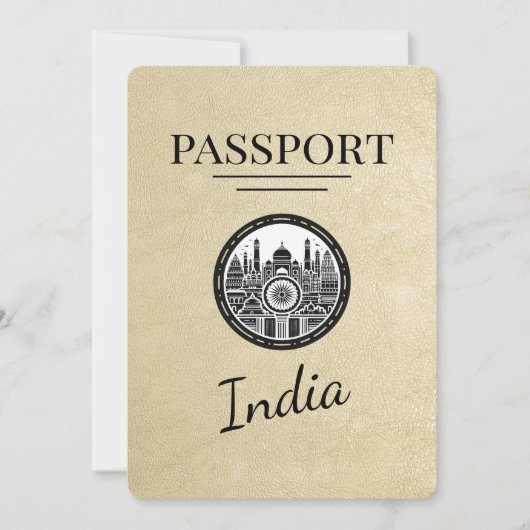 Champagne India Passport Bewaar de datum Save The Date (Voorkant)