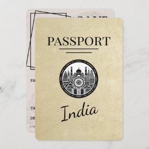 Champagne India Passport Bewaar de datum Save The Date