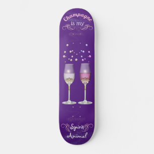 Champagne Is My Spirit Animal Witte Roze Bellen Skateboard