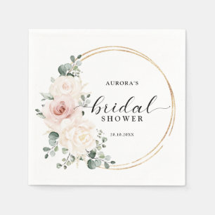 Champagne Ivoor Blush Roze Bloemen Vrijgezellenfee Servet