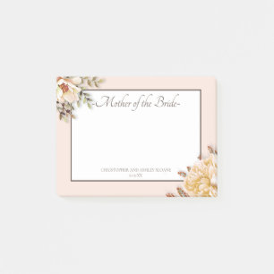 Champagne Ivoor Roze Bloem Moeder van de Bruid Post-it® Notes