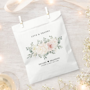 Champagne Ivory Blush Pink Floral Greenery Wedding Bedankzakje