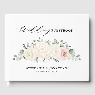 Champagne Ivory Blush Pink Floral Greenery Wedding Gastenboek