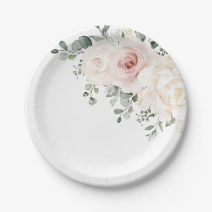 Champagne Ivory Blush Pink Floral Greenery Wedding Papieren Bordje