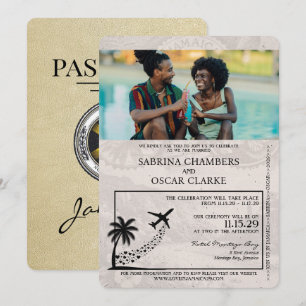 Champagne Jamaica Passport Huwelijksuitnodiging Kaart
