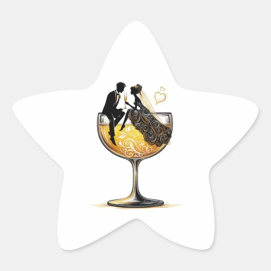 Champagne Koppel Ster Sticker (Voorkant)