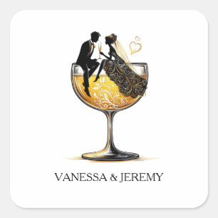 Champagne Koppel Vierkante Sticker