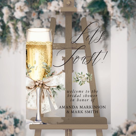 Champagne Let's Toast Winter Bridal Shower Welcome