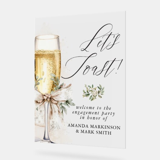 Champagne Let's Toast Winter Engagement Welcome Acryl Bord (Hoek)