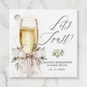 Champagne Let's Toast Winter Neutral Bedankjes Labels (Voorkant)