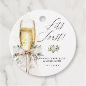 Champagne Let's Toast Winter Neutral Bedankjes Labels (Voorkant)