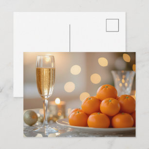 Champagne, Mandarijnen Feestelijke Partytafel Briefkaart
