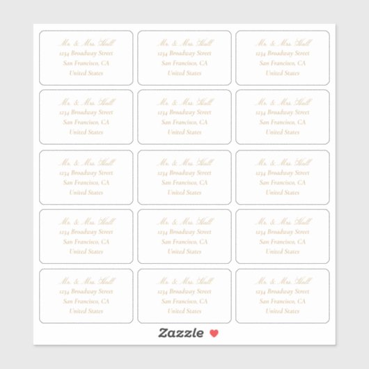 Champagne Mariage RSVP Retours Adresse Étiquettes (Feuille)