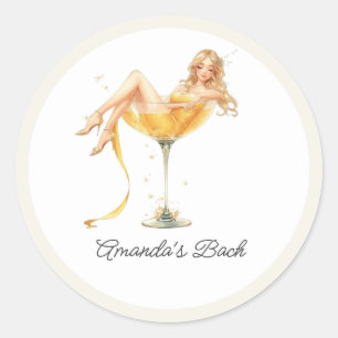Champagne Meisjesuitje Feest Ronde Sticker
