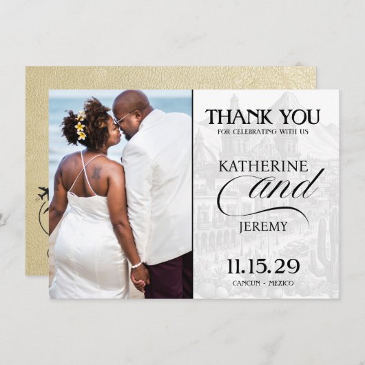 Champagne Mexico Passport Bedankkaart (Voorkant / Achterkant)