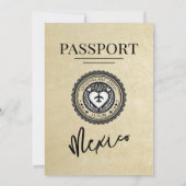 Champagne Mexico Passport Wedding Kaart (Achterkant)