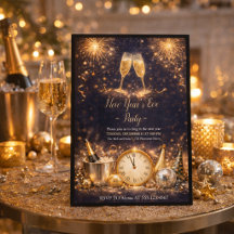 Champagne middernacht toast uitnodiging