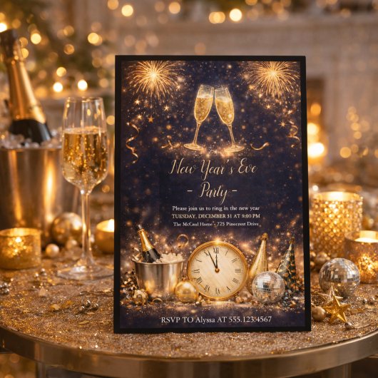 Champagne Midnight Toast Invitation