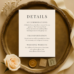 Champagne Minimalistische Elegante Trouwdetails Kaart