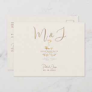 Champagne Modern Beige Wedding Save the Date Briefkaart