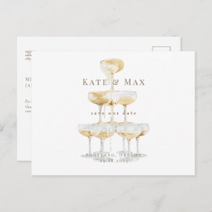 Champagne Modern Bruiloft Save the Date Briefkaart