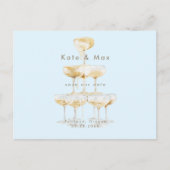 Champagne Modern Ice Blue Bruiloft Save the Date Briefkaart (Voorkant)