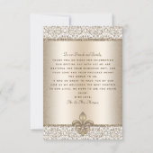 Champagne Monogram Fleur de Lis Wedding Bedankkaart (Achterkant)