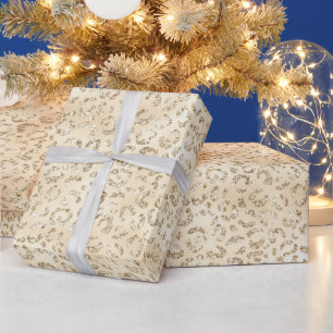 Champagne Nep Glitter Luipaardprint Cadeaupapier