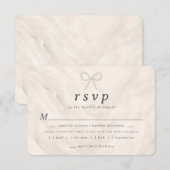 Champagne Neutral Pearl Bow Meal Choice RSVP Card (Devant / Derrière)