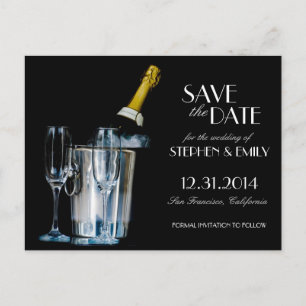 Champagne New Years ve Formal Save the Date Aankondigingskaart