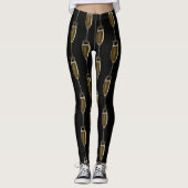 Champagne nieuwjaarsviering zwart leggings (Voorkant)