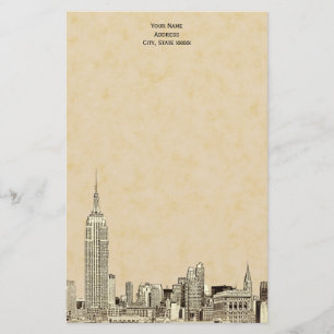 Champagne NYC Skyline Etched 01 Stationery Briefpapier