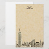 Champagne NYC Skyline Etched 01 Stationery Briefpapier (Voorkant / Achterkant)