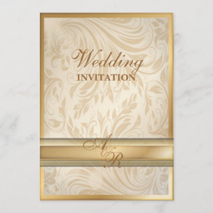 Champagne officiel or Mariage damassé Invitation