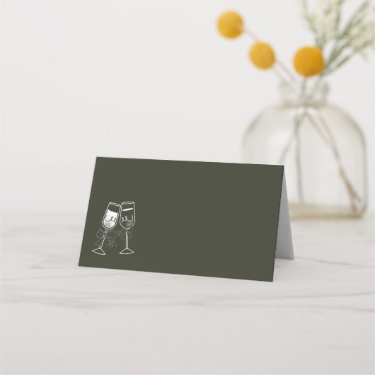 Champagne Olijfhout Groen Blank Trouwen (Voorkant)