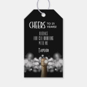 Champagne op Black Party Favor Cadeaulabel (Voorkant)