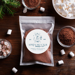 Champagne op het ijs Après Ski Winter Bacheloret Ronde Sticker