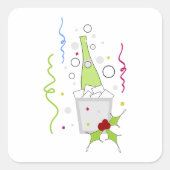 Champagne op ijs koeler vierkante sticker (Voorkant)