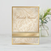 champagne or Damask Bridal Showeuse Invitation (Debout devant)