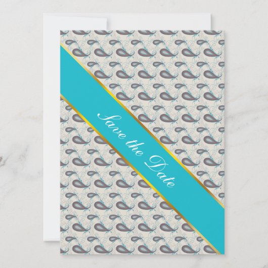 Champagne Paisley Pattern Save The Date (Voorkant)