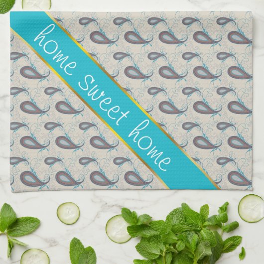 Champagne Paisley Pattern Theedoek (Gevouwen)