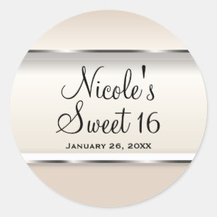 Champagne Parel Glans Chic Bruiloft Geschenk Ronde Sticker